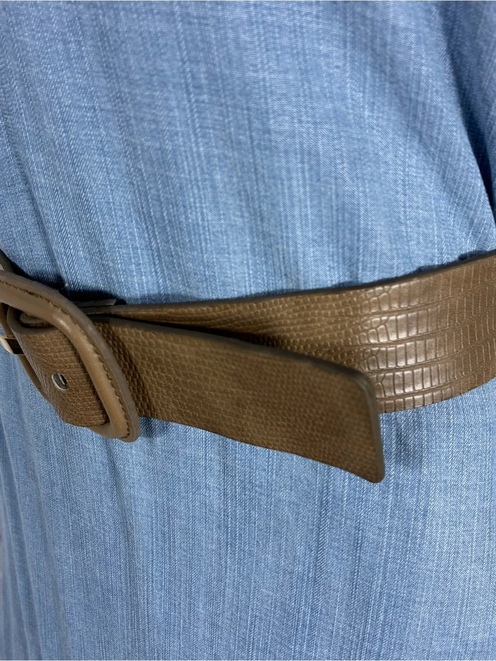 Womens belt taupe color faux leather 33” long work school Corpcore